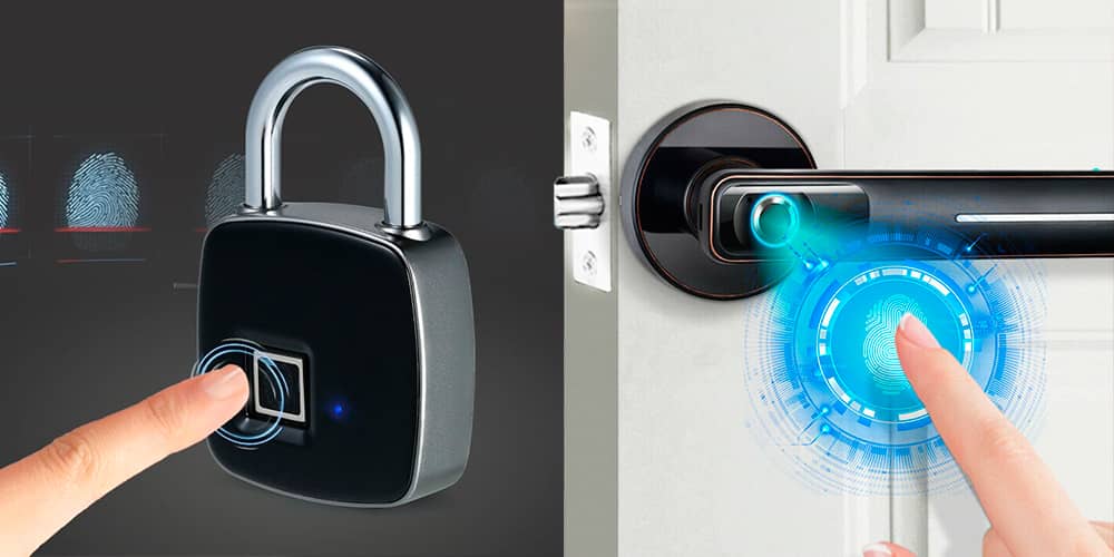 OWSOO Cerraduras de Huella Digital Inteligente Candado de Puerta Carga USB Impermeable 
